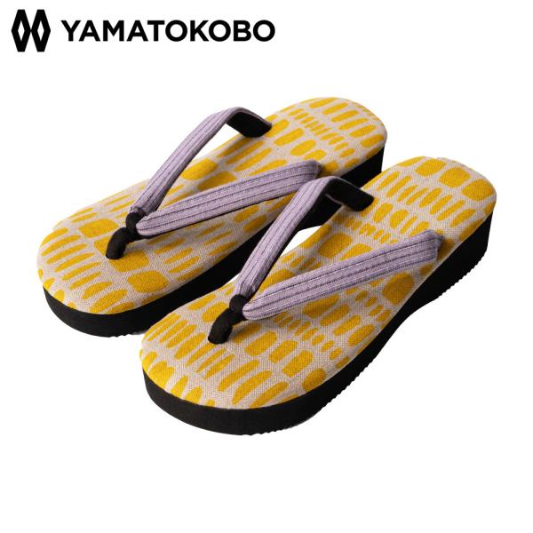 雪駄 レディース おしゃれ 日本製 キビ模様天板　阿波しじら織り紫鼻緒　EVA底 約3.5cmヒール...