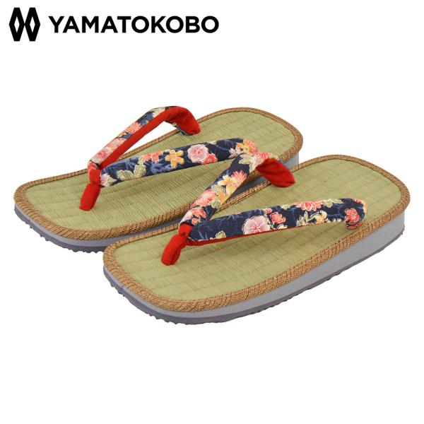 い草畳 花柄 青地 花柄鼻緒 雪駄 R67 青