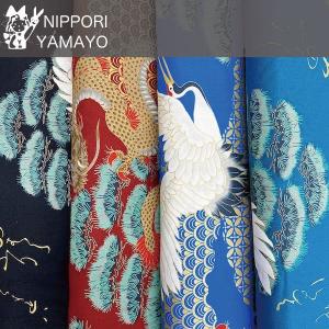 和柄 生地 綿 和調細布プリント1950 #201 昇天龍と鶴 生地巾110cm 10cm単位販売 布 布地