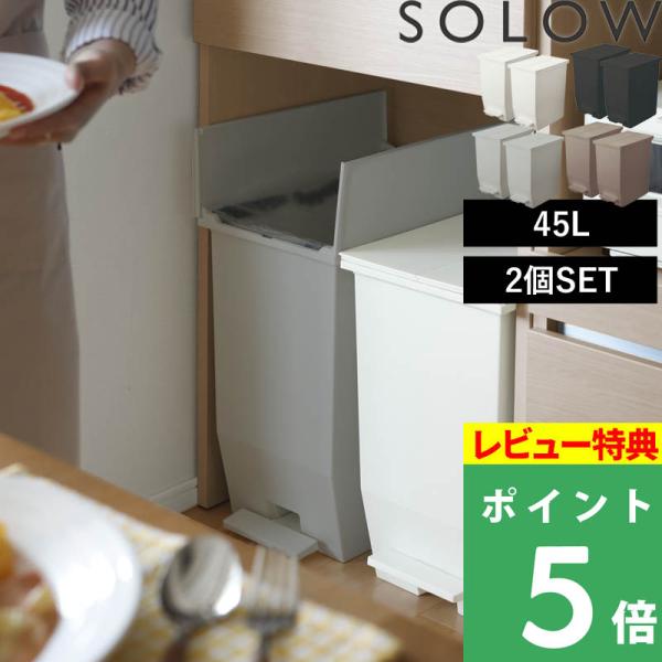 特典付 SOLOW ソロウ ペダルオープンツイン 45L 2個セット ごみ箱 ゴミ箱 トラッシュカン...