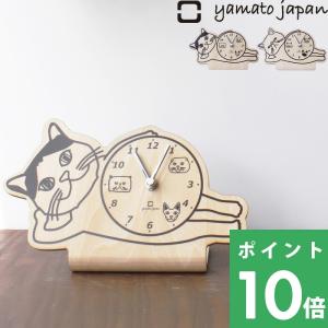 猫の置き時計 兼用 壁掛け時計 ネコプチットクロック ハチワレ T's