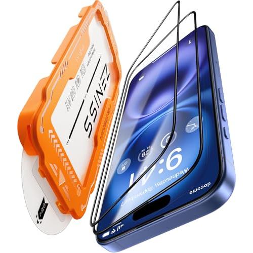 Zeniss iPhone 16 ガラスフィルムに適合する 【米軍規格航空材料&amp;革新的なガイド枠】2...