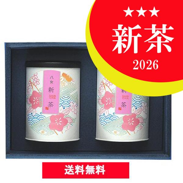 新茶 ギフト 2026年度 お茶 八女茶 煎茶 茶葉 日本茶 2本紙缶入 SK-25 八女茶の里