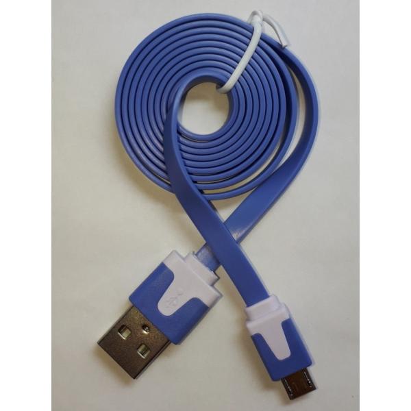 micro USBケーブル フラットタイプ 1m 青色 [メール便可]