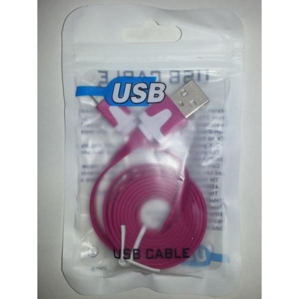 micro USBケーブル フラットタイプ 1m ローズ色 [メール便送料無料]