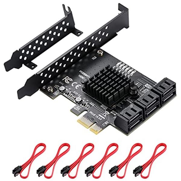 MZHOU PCI Express SATA3.0 増設ボード 6ポートSATAカード 6Gbps ...