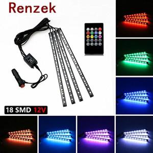 Ranzek 車内 イルミネーション 防水高輝度 フルカラーRGB 18SMD LEDテープライト 車内装飾用 シガーソケット32CM*4｜yammy-yammy