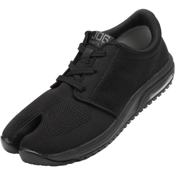 スポーツジョグAIR (黒・23.5cm) エアークッション 地下足袋スニーカー（靴ひもタイプ）