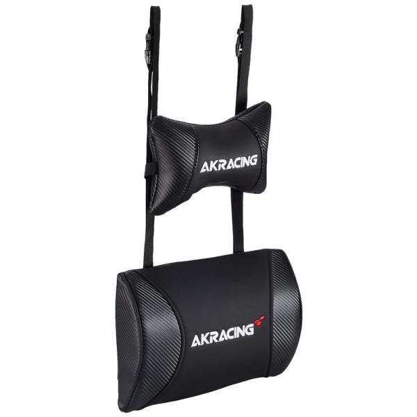 AKRacing クッションセット 交換用ヘッドレスト+ランバーサポートセット PUレザー カーボン...