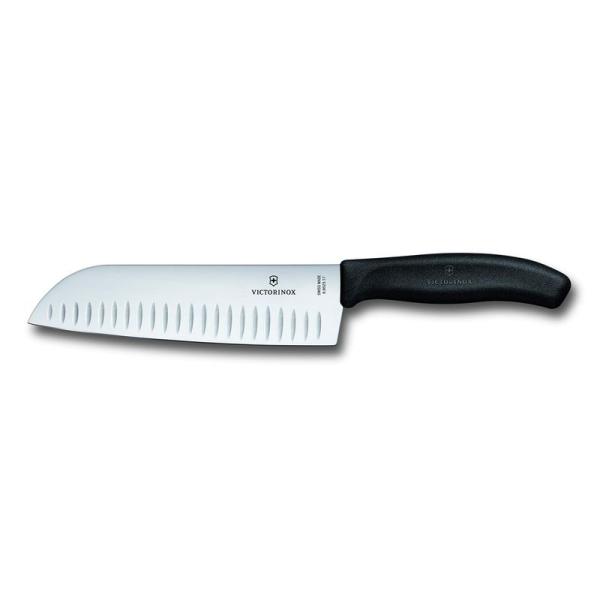 VICTORINOX(ビクトリノックス) 三徳包丁 溝付 17cm ブラック スイスクラシック 万能...