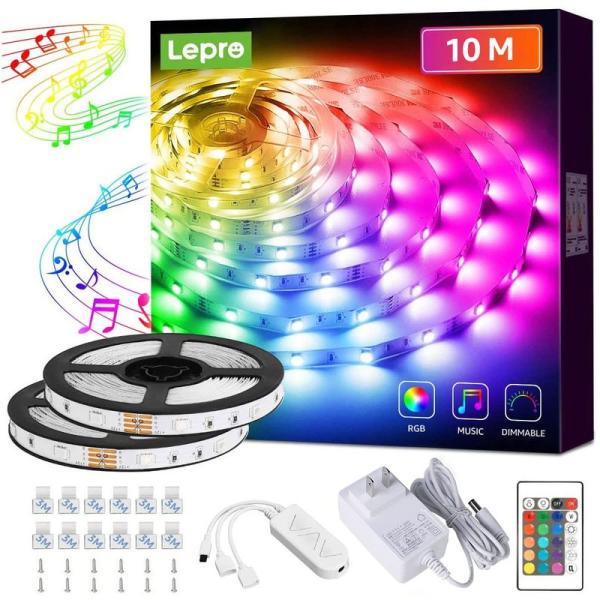 Lepro ledテープライト 5m*2本 10m 300連 RGB テープライト 音楽ledテープ...