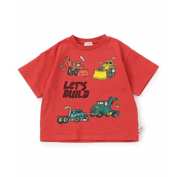 10%OFF/メール便/子供服/キッズ/男の子/トップス/ショベルカー/ブルドーザー/働く車プリント...