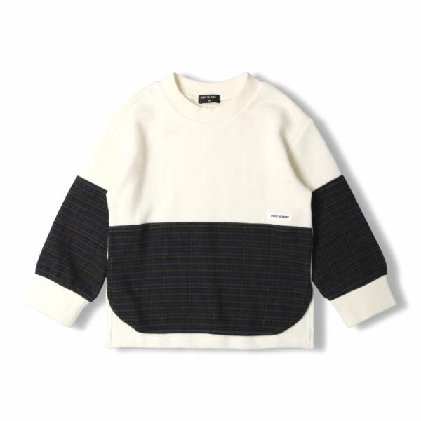 50%OFF/メール便/子供服/キッズ/長袖/トップス/ チェック切替裏毛トレーナー/Daddy O...