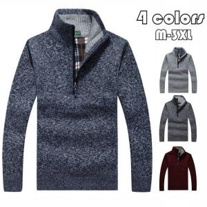 ニットポロシャツ メンズ 立ち襟 クルーネック セーター