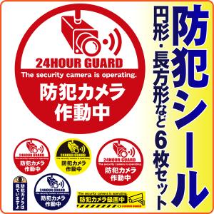 防犯ステッカー 防犯カメラ シール 6枚セット 防犯装置作動中
