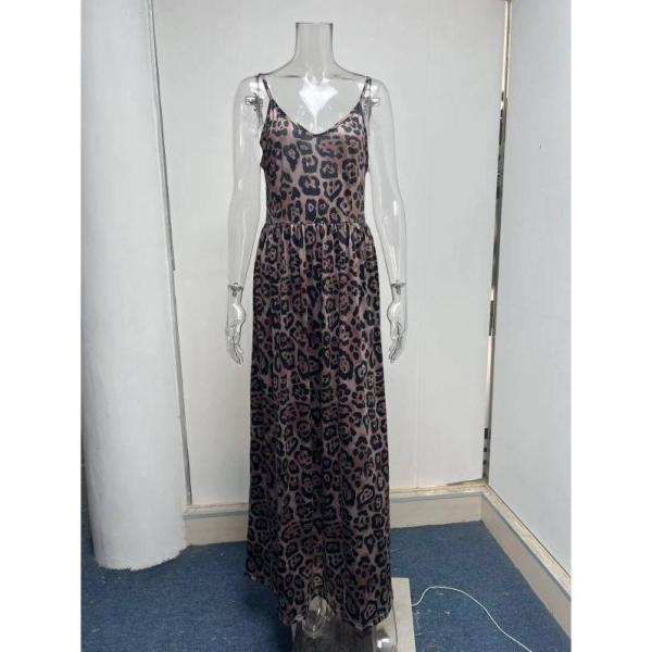 在庫売り尽くし【返品不可】マキシ ワンピース リゾート 夏  豹柄 レオパード ノースリーブ マキシ...