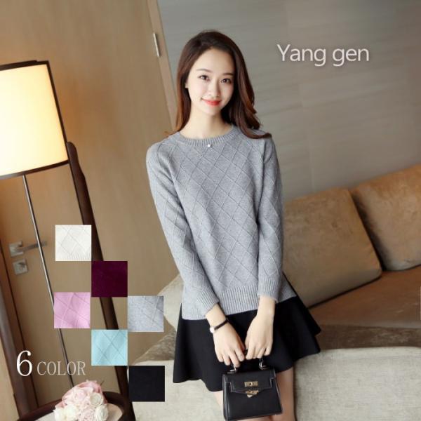 ニット セーター  クルーネック シンプル オフィス レディース