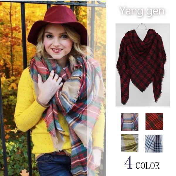 ストール チェック柄 大判 マフラー ショール レディース フリンジ