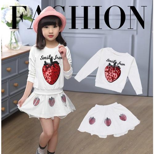 子供服 長袖 ワンピース トレーナー スカート 女の子 キッズ 子供ドレス 2点セット 結婚式 発表...