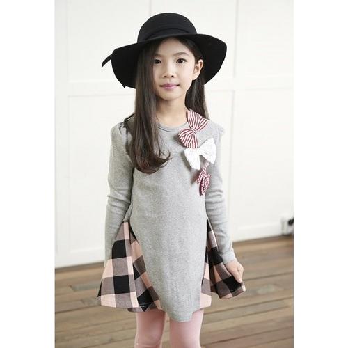 子供服 ワンピース 長袖 チュニック 女の子 キッズ 花柄 リボン 子供ドレス 発表会 結婚式 発表...