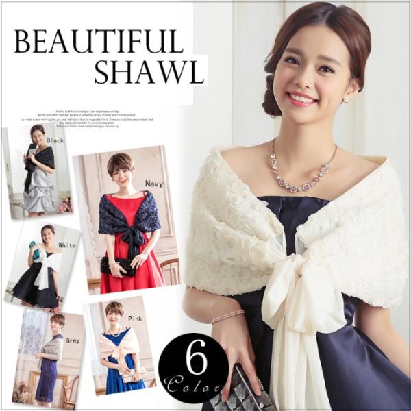 ショール リボン シフォン スパンコール バラ 花柄 パーティードレス ストール きれいめ 小物 レ...