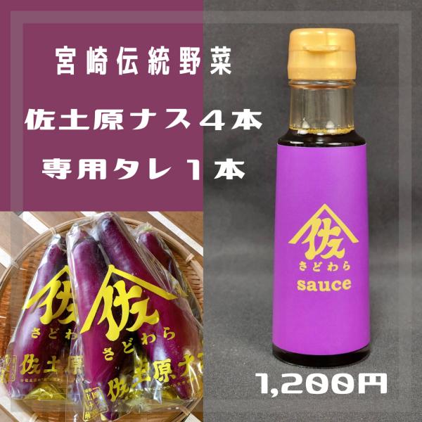 宮崎県特産品【佐土原茄子B品】佐土原茄子４本、専用タレ１本（100ml）