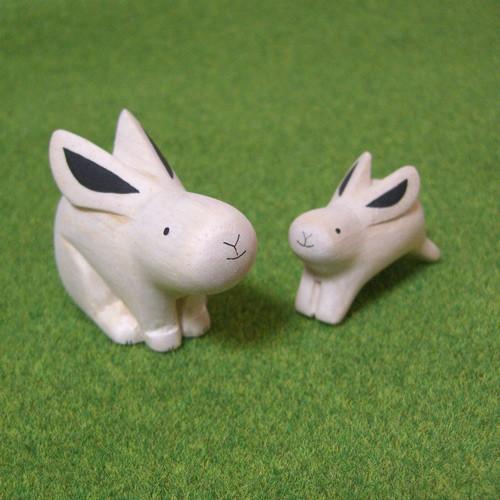 T-Lab. ぽれぽれ親子セット ウサギ polepole ポレポレ ティーラボ 木製 木彫りアニマ...