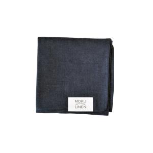 kontex MOKU LINEN HANDKERCHIEF モクリネン ハンカチ ネイビー　コンテックス ハンカチ 32cm×32cm 麻混 柔らか 薄手 速乾 紺 オールシーズン プレゼント｜yasac