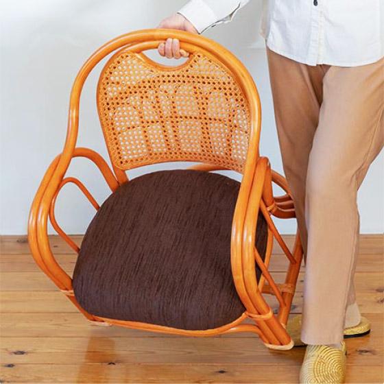 ラタン アームチェア ミドルタイプ （ 籐製 座椅子 椅子 チェア リビング 和室 籐チェア 籐座椅...
