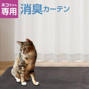 猫と暮らす 消臭 レースカーテン ミニーノ 2枚組 100 × 158 168 176 183 188 193 198（ カーテン レース 消臭機能 ペット臭 猫 ネコ 透けにくい｜yasashisa