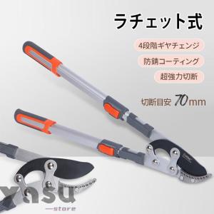 太枝切鋏 剪定ばさみ ラチェット式 70mm 替刃式 剪定鋏 枝きりはさみ 太い枝 太枝切りバサミ 太枝切りはさみ