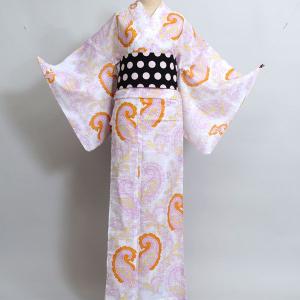 二部式 浴衣 単品 女性用 セパレート LL～3L 綿 白地 NO40667-2 二部式 浴衣 単品 女性用 着付け不要 簡単に着られる セパレート LL