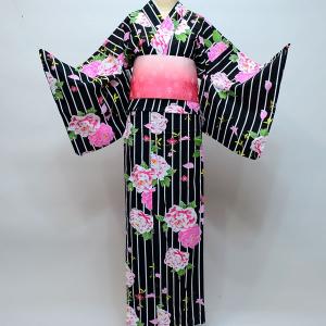浴衣 仕立て上がり 女性用 ブランド浴衣 山本 彩 紺色地 綿100％ 152