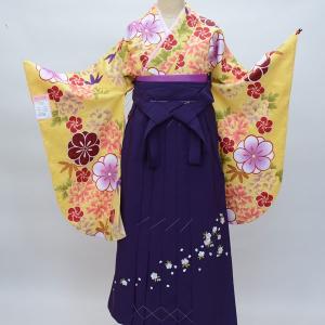 着物袴セット ジュニア用へ直し135cm〜143cm 紺色×紫色 豪華絢爛 着物 