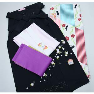 着物袴セット 猫 柄 ジュニア用 145cm〜...の詳細画像2
