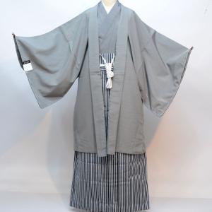 羽織 着物 長襦袢 おしゃれ着 3点セット グレー 男性用 紳士用 M/L/LL 
