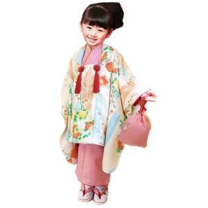 七五三 三歳 女児 被布着物フルセット 被布に刺繍入り 伊達襟付き 水色