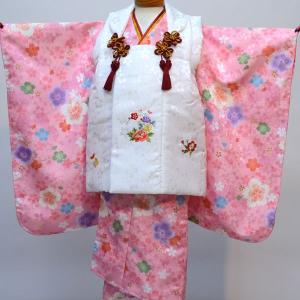 七五三 三歳 女児 被布着物フルセット 日本製 陽気な天使 綸子地 3才 3歳 三才 女の子 祝着 お仕立て無料 新品（株）安田屋 NO31082