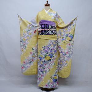 振袖 正絹 着物 単品 仕立て上がり 百花繚乱 ラメ 刺繍 赤色 成人式