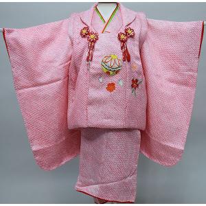 七五三 三歳 女児 被布着物フルセット 黒×赤 百花繚乱 半衿伊達襟付き