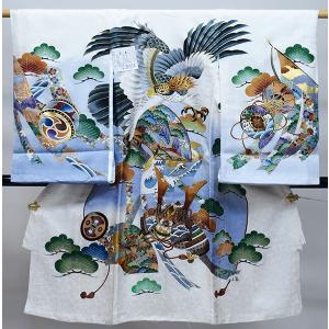 お宮参り 産着 のしめ 男児 正絹 着物 羽二重 豪華絢爛 金刺繍 祝着 鷹