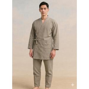 浴衣 6点セット 男性用 楊柳生地 無地 アイボリー色 M/L/LL/5L 綿 浴衣 6点セット 男性用 楊柳生地 無地 アイボリー色 和遊日 M/L/LL/5L