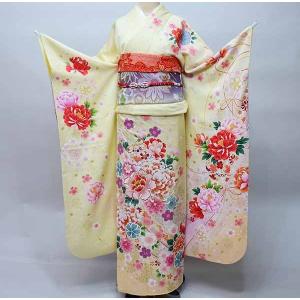 振袖 着物 単品 合繊 仕立て上がり 紺色 菊の花 成人式 結納 結婚式