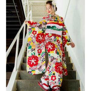 二尺袖着物 単品 仕立て上がり 合繊 百花斉放 黒地 卒業式 NO31382-4 二尺袖着物 単品 仕立て上がり 合繊 百花斉放 白地 卒業式 新品（株