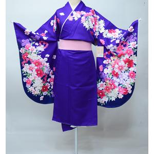 二尺袖着物 単品 仕立て上がり 着物丈はショート丈 くすみパープル 