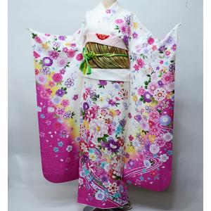 振袖 正絹 着物単品 仕立て上がり 百花繚乱 ピンク系 ラメ入り 成人式