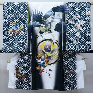 お宮参り 産着 のしめ 男児 正絹 着物 羽二重 豪華絢爛 金刺繍 祝着 鷹