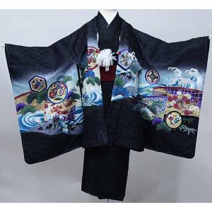 七五三 五歳 男児 羽織・着物・襦袢3点セット L寸 金刺繍 豪華絢爛 