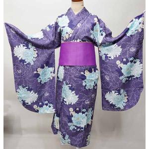 二尺袖 着物 単品 仕立て上がり H・L 小紋柄 百花繚乱 着物丈は着付け