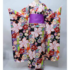 振袖 総柄 小紋柄 洗える着物 成人式 レトロ 水色 : きものやまゆ